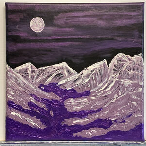 Abstract Purple Mountain Landscape Painting Gallery Wrap Canvas Artwork 12X12